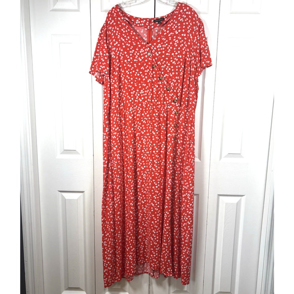 Lane Bryant Midi Dress Plus Size 24 Asymmetrical Front Floral Decorative Button - Picture 1 of 8